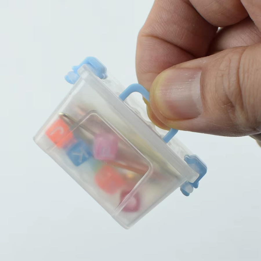Joy Corner Mini-Aufbewahrungsbox in Kofferform, transparenter Organizer aus Kunststoff für Büroklammern, Münzen und Bastelbedarf, blau - Bild 1