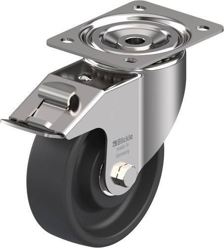 Blickle LIX-POHI 150HXK-FI Lenkrolle mit Feststeller aus Edelstahl in Grau und Silber, Rad-Durchmesser: 150 mm, Tragfähigkeit: 350 kg - Bild 1