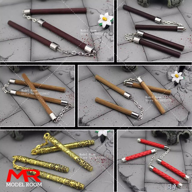 MAK Nunchakus, 1/6 Maßstab, Stockmodell, Zubehör, Holz, 3-teiliges Set - Bild 1