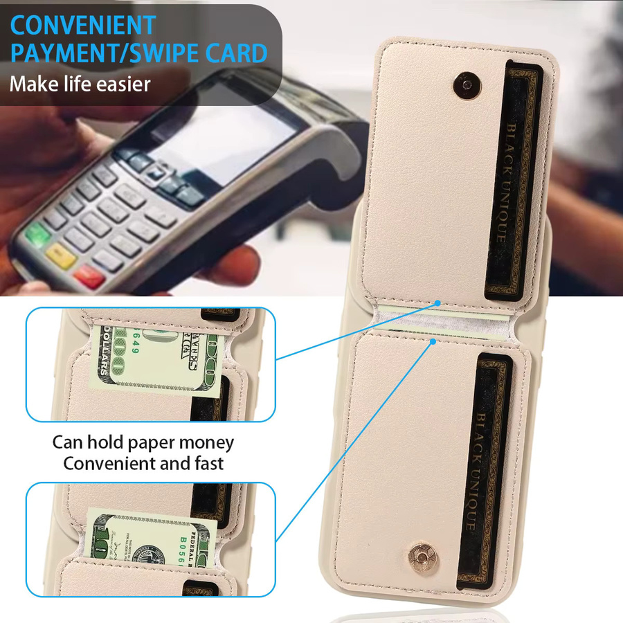 TPU-Leder-Brieftaschenhülle für Samsung Galaxy S22 S23 S24 S25 Ultra A13 A32 mit vollständiger Kameraabdeckung, kratzfest und stoßfest, in Schwarz oder Beige - Bild 3