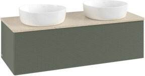 V&B Antao Waschtischunterschrank mit Frontstruktur und Beleuchtung, Farbe: Grau-Grün, B/T/H: 120 x 50 x 50 cm - Bild 1
