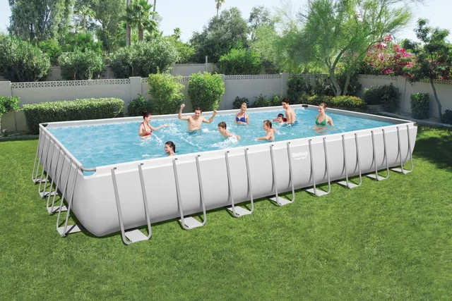 Bestway 56623 Rechteckiges Schwimmbad-Set mit Frame für den Familiengebrauch im Freien, B/T/H: 956 x 488 x 132 cm - Bild 1