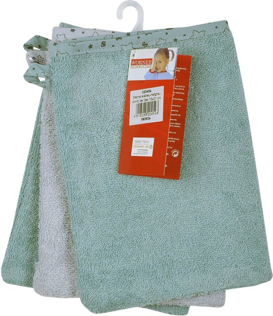 Wörner Waschlappen 3er-Pack, blau, Baumwolle, 15x21 cm - Bild 1