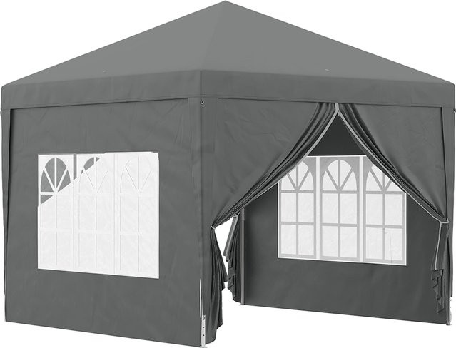 Outsunny Pop-up Faltpavillon mit 4 Seitenteilen und Tasche, wasserabweisend und winterfest, UV-Schutz 50+, Grau, B/T/H: 300 x 300 x 230 cm - Bild 1