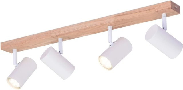 NETTLIFE Deckenstrahler aus Metall und Holz in Weiß, modern und verstellbar mit GU10 Fassung - Bild 1