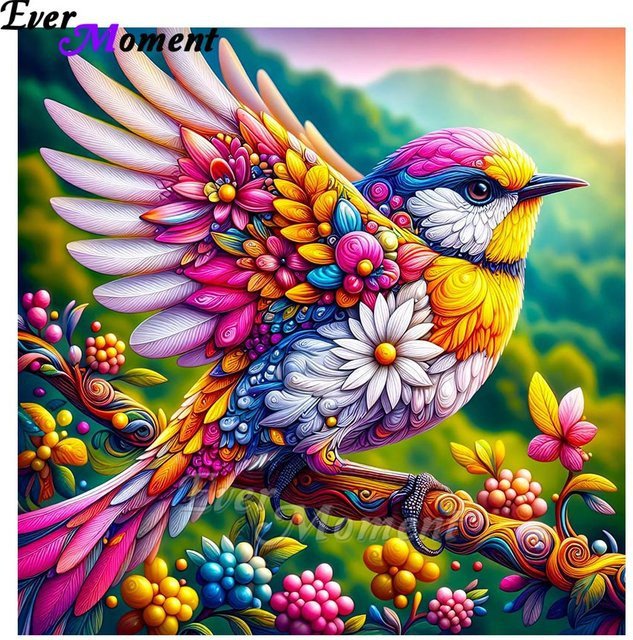 Ever Moment 5D-Diamant-Mosaik Set mit Vogel-Motiv, rund, Multicolour, B/B/B: 30 x 30 x 30 cm - Bild 1