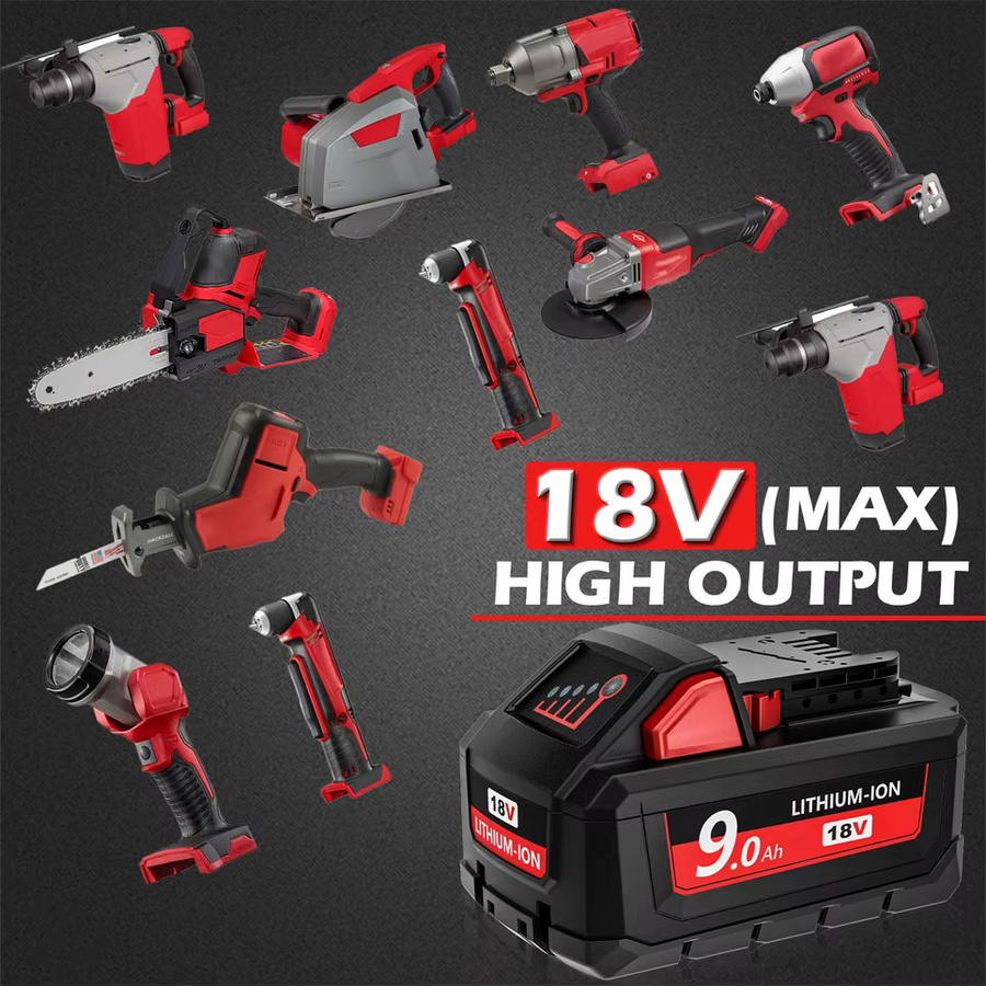 Milwaukee M18 Akku 18V 6,0 Ah für Milwaukee Werkzeuge in Rot - Bild 2