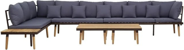 vidaXL Garten-Lounge-Set 8-Sitzer aus Akazienholz und Metall in Grau und Braun mit Polstern und Kissen für Garten, Balkon oder Terrasse - Bild 1
