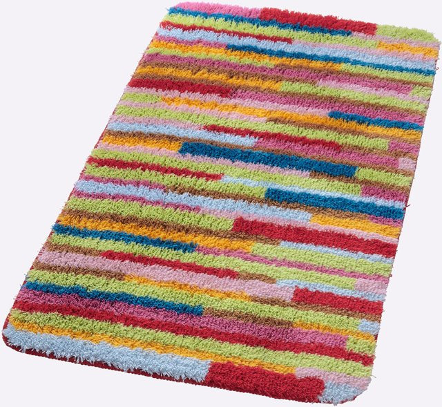 Hagemann Badematte gestreift in Rot und Multicolour, rutschhemmend und für Fußbodenheizung geeignet, 100% Polyacryl - Bild 1