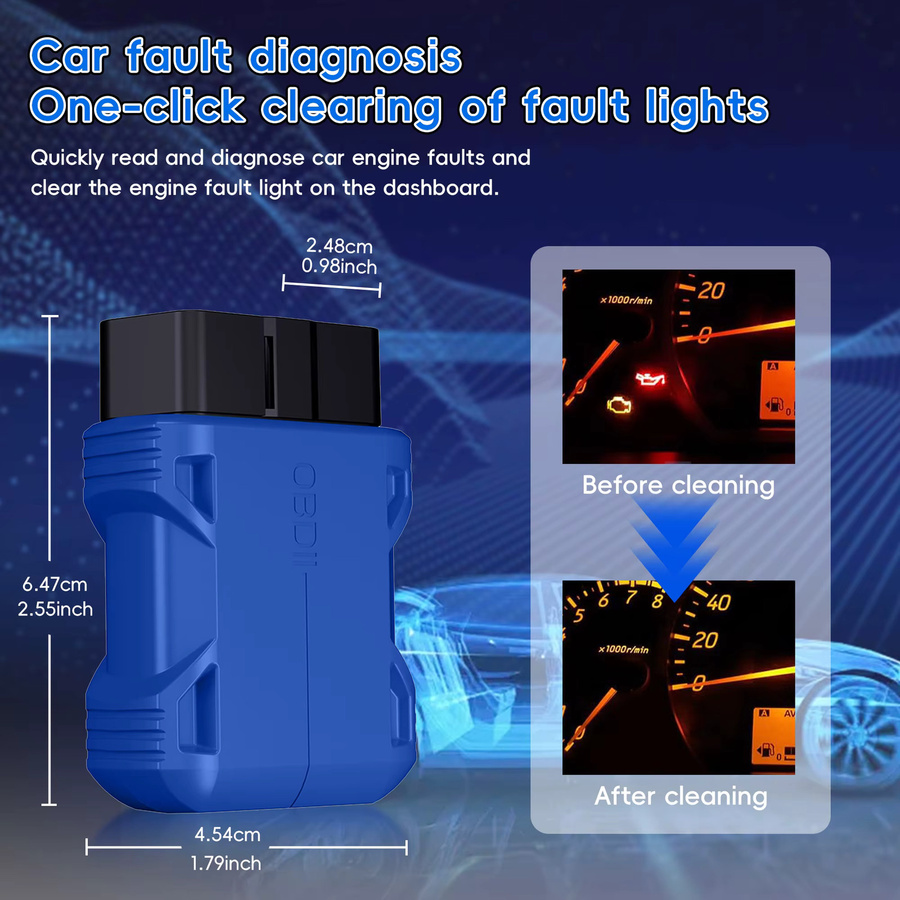 OBDCheck BLE Bluetooth OBD II Scanner Auto Diagnose Scan Tool für iOS und Android in Blau - Bild 2