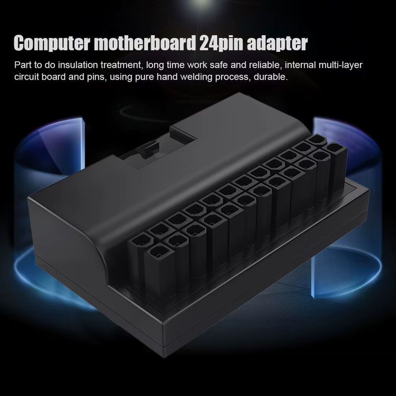 TEUCER ATX 90 Grad 24-poliger Netzstecker-Adapter für Mainboard-Stromanschlüsse, Schwarz - Bild 4