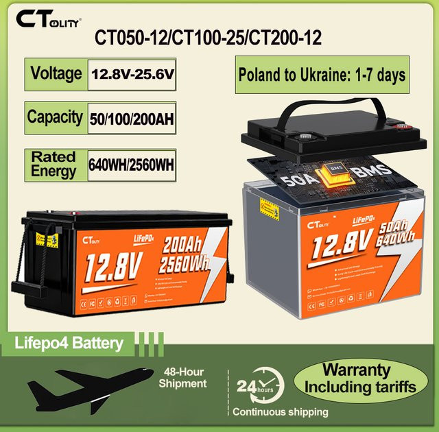 CTOLITY LiFePO4-Batterie Solar-Photovoltaik-Energiespeicher-Batteriestation in Schwarz - Bild 1