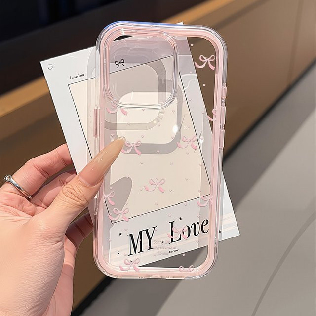 Stoßfeste Silikon Handyhülle mit rosa Schleife für Apple iPhone 11 bis iPhone 17 Pro Max und iPhone 17 Air - Bild 1