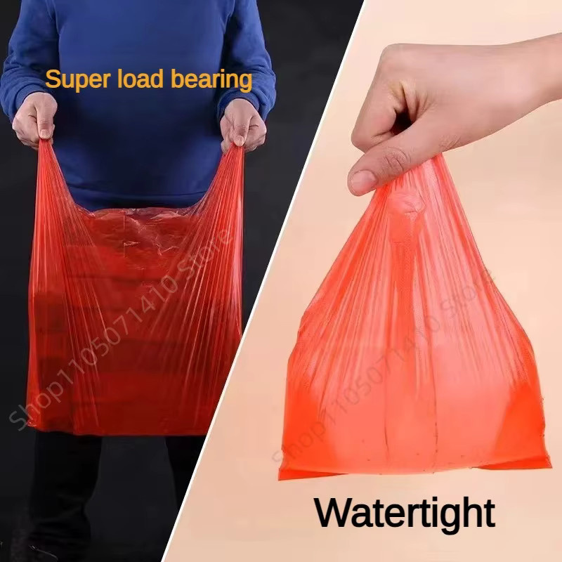 100 Stück rote Einweg Plastiktüten aus Kunststoff für Lebensmittel und den Einzelhandel - Bild 3