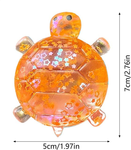Glitzer Schildkröte Quetschspielzeug, Anti-Stress Sensorisches Fidget Spielzeug, orange - Bild 1