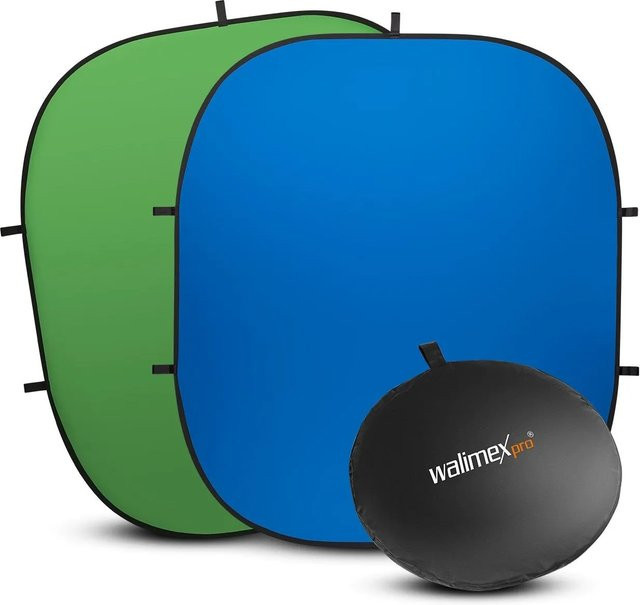 Walimex Pro 2 in 1 Falthintergrund für das Fotostudio in Blau und Grün, B: 230 cm, H: 200 cm - Bild 1