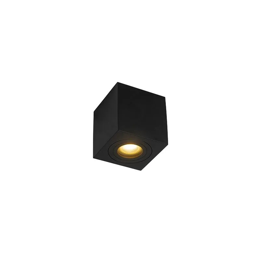 QAZQA Capa Moderne Badezimmer Deckenleuchte Quadrat Schwarz Aluminium IP44 dimmbar GU10 - Bild 2