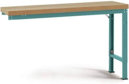 Manuflex WP7005.5021 Werkbank Anbaumodul aus Stahl und Holz in Wasserblau, höhenverstellbar, B: 100 cm, T: 70 cm, H: 125 cm - Bild 1