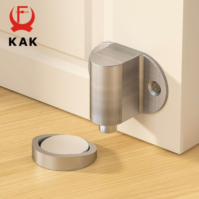 KAK Verstellbarer magnetischer Türstopper aus Zinklegierung in Silber, bodenmontierter und nagelfreier Türhalter - Bild 1