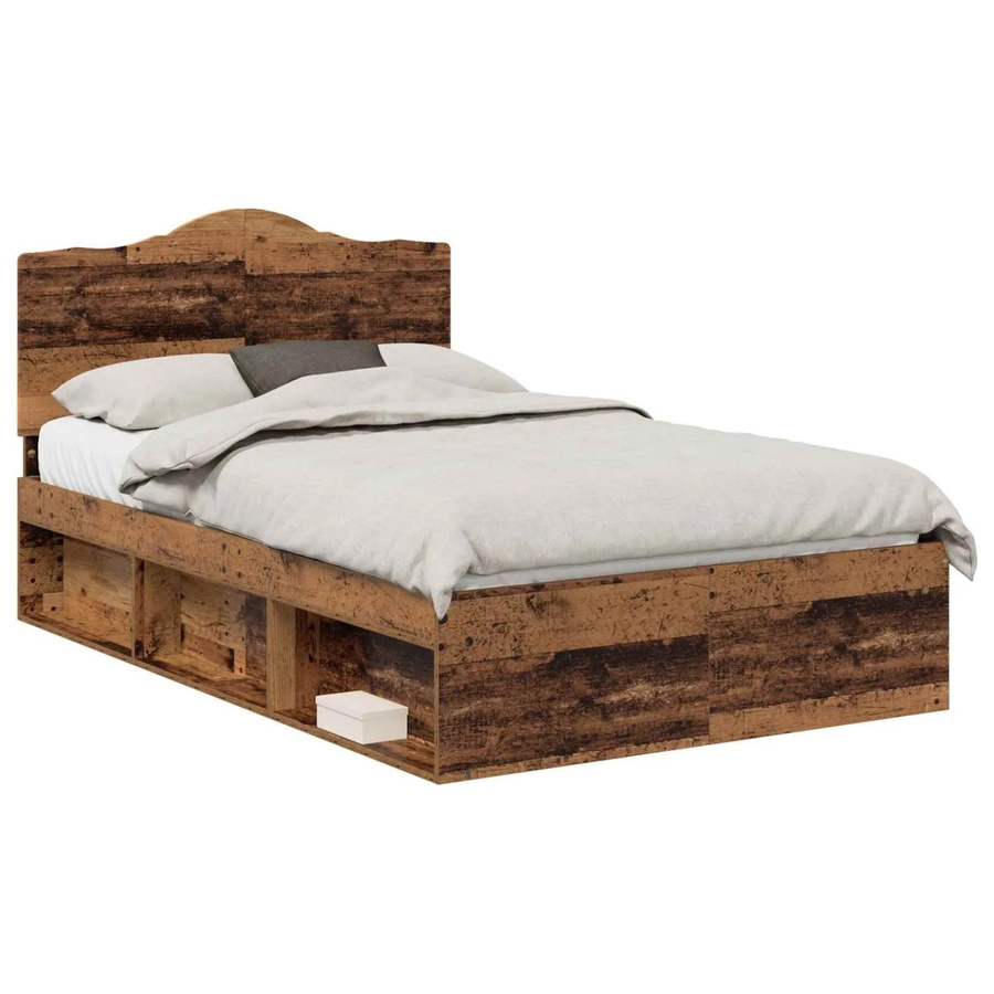 vidaXL Bettrahmen aus massivem Kiefernholz in Braun, B/T/H: 135 x 190 x 138 cm - Bild 2