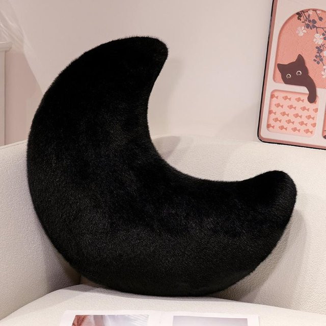 Yiran Toy Buntes Mond-Plüsch-Kuschelkissen in C-Form, Flauschiges Himmels-Kissen aus Polyester, Mehrfarbig, B/H: 65 x 50 cm - Bild 1