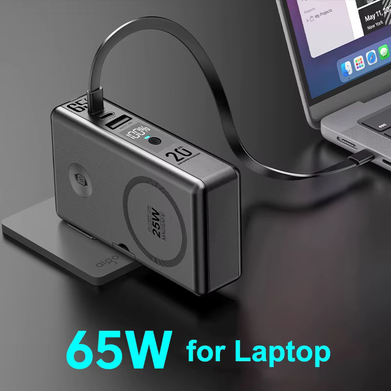 Magnetische kabellose Powerbank 20000 mAh mit Qi2.2 25 W und PD 65 W Schnellladegerät inklusive Stecker, Schwarz - Bild 3