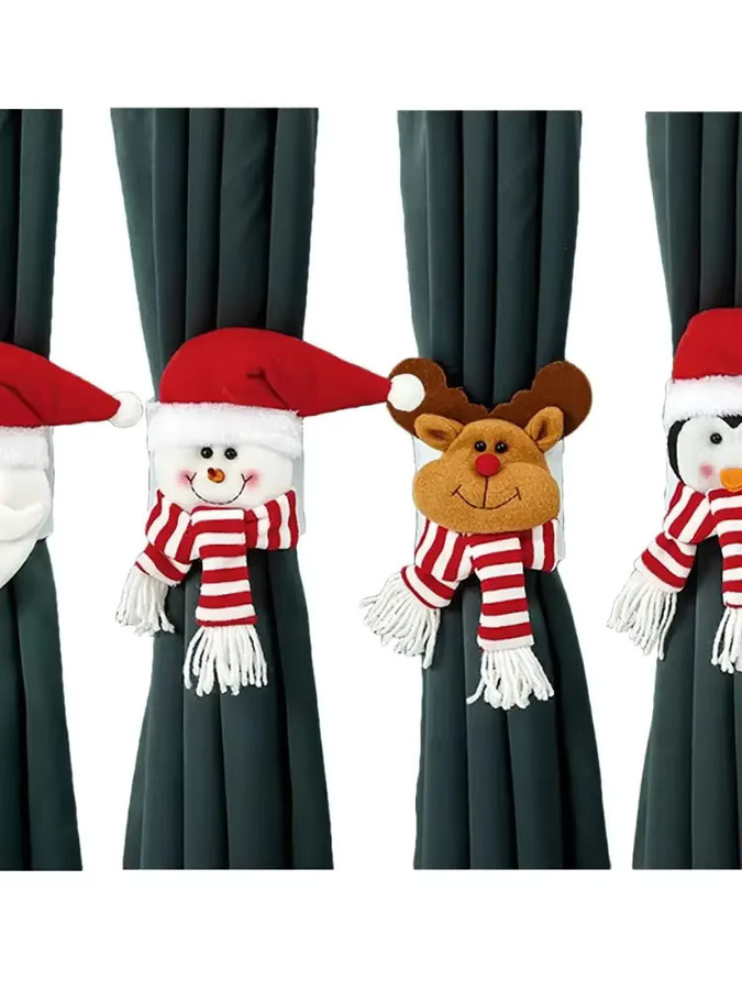 Runto Weihnachtsvorhang-Anhänger mit Weihnachtsmann, Schneemann und Rentier in Mehrfarbig - Bild 5