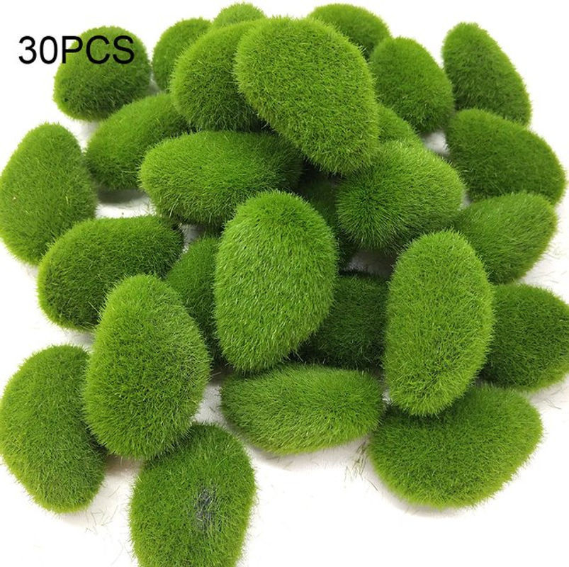 30 Stück künstliche Moosfelsen in Grün für DIY-Gartendekoration und Wohnkultur - Bild 1
