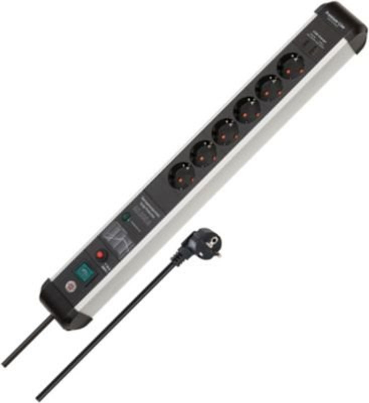 Brennenstuhl Premium-Protect-Line 6-fach Steckdosenleiste mit 60.000A Überspannungsschutz und 30W USB-Anschluss in Silber-Schwarz - Bild 2