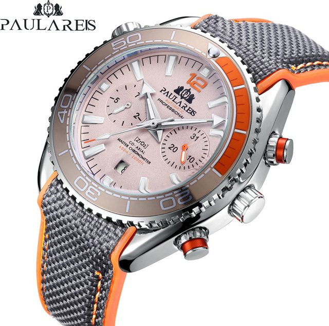 PAULAREIS P Armbanduhr Automatik, Edelstahl, Kautschuk, Silber, Herren - Bild 1