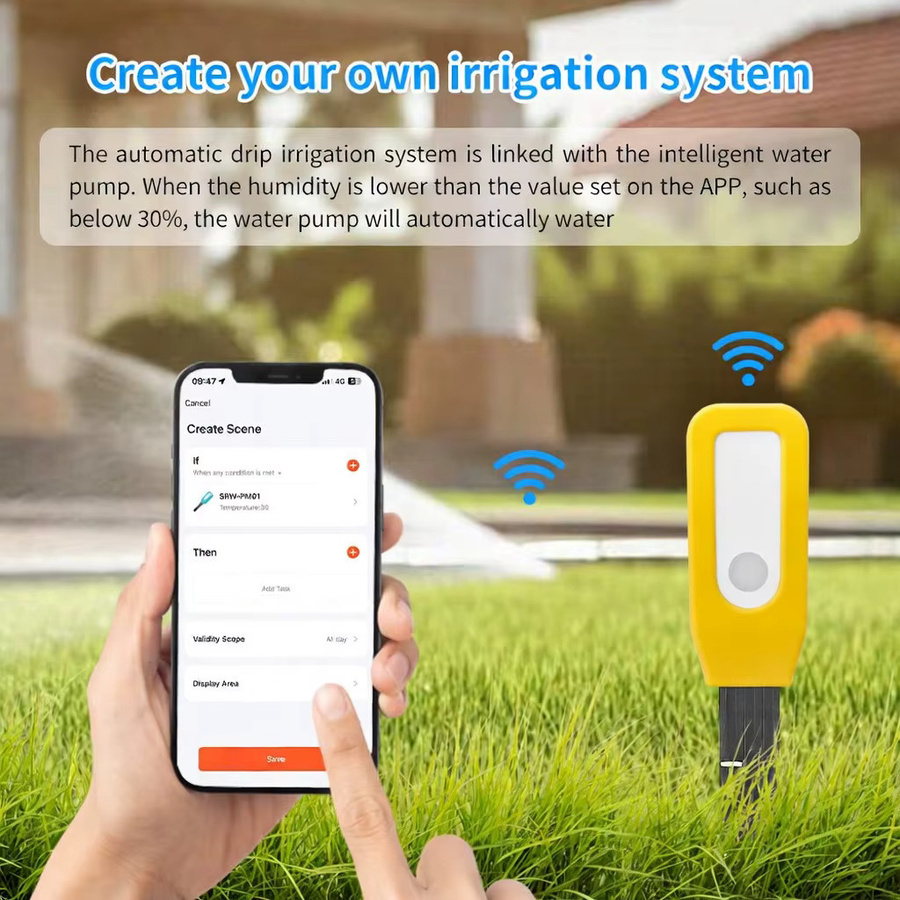 Tuya Smart Life WiFi Bodentemperatur- und Feuchtigkeitssensor in Gelb zur Echtzeit-Überwachung mit Verlaufsdaten - Bild 4