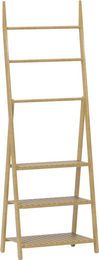 HOMCOM Badregal aus Bambus in Naturholz mit 3 Ebenen und Handtuchhalter, A-Form Standregal für Badezimmer, Wohnzimmer oder Küche, B/T/H: 53,5 x 30 x 153 cm - Bild 1