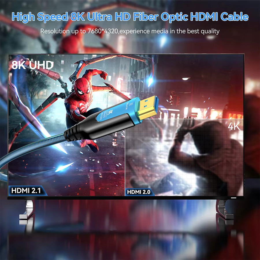 FDBOY HDMI 2.1 Glasfaserkabel in Blau mit 48Gbps für 8K und 4K@120Hz HDR sowie eARC für dein Heimkino mit TV, Projektor oder PS5 - Bild 5