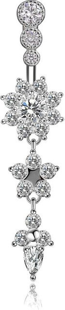 Jinqiao Bauchnabelring Edelstahl, Zirkonia, Rosa, Damen - Bild 1
