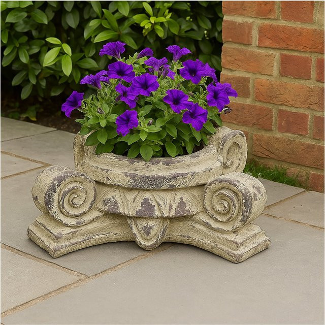 HTI-Living Pflanzgefäß Apollon Blumenkübel Volute in Beige - Bild 1