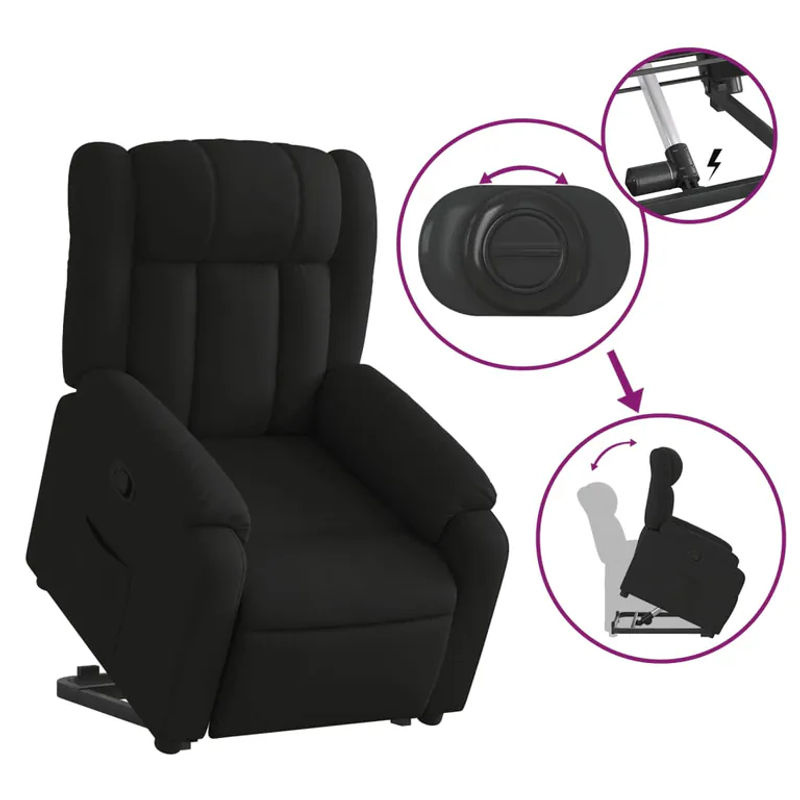 Vidaxl Aufstehhilfe für Sessel für Senioren, Schwarz, Stoffbezogen - Bild 4