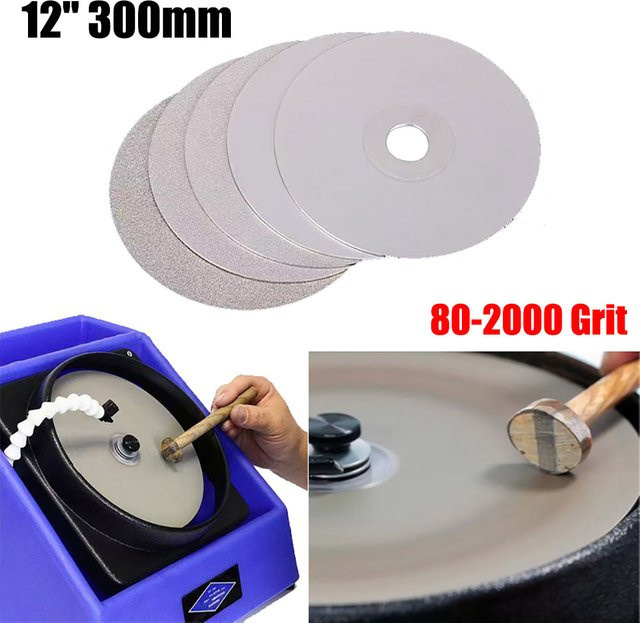 Vibratite Einseitige diamantbeschichtete flache Polierscheibe für Schmuck und Glas, Durchmesser: 30 cm, Farbe: Grau, Körnung 80-2000 - Bild 1