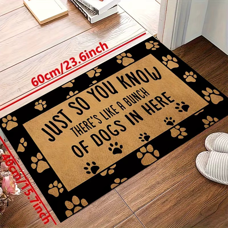 VIKAMA Teppich mit Hundepfoten-Print in Braun, rutschfeste und schmutzabweisende Fußmatte für Innen und Außen, B/B/H: 60,0 x 40,0 x 1,0 cm - Bild 4