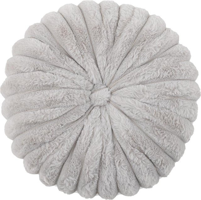Rundes Kürbis-Kissen von Yiran bag in Grau, gestreiftes Design aus weichem Plüsch, Durchmesser: 35 cm - Bild 1