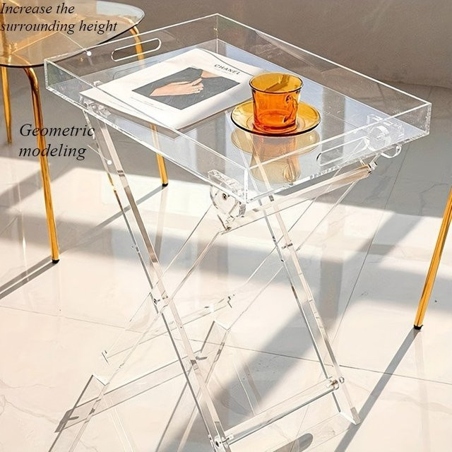 Klappbarer Couchtisch von LIUSHADUOLA aus transparentem Acryl, moderner quadratischer Beistelltisch in glänzendem Design - Bild 1