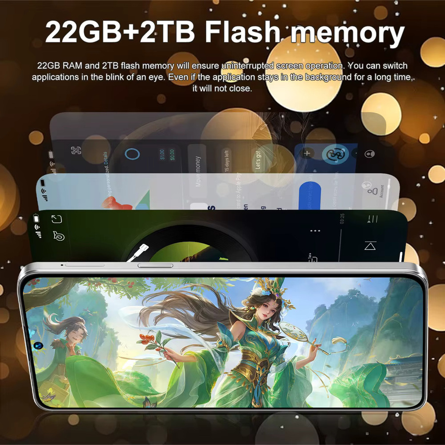 CHOTOG Smartphone Android mit 7,3 Zoll HD-Volldisplay, 22GB RAM, 2TB Speicher, 5G, 7800mAh Akku, 48MP+16MP Kamera, Dual-SIM, Farbe: Grün - Bild 5