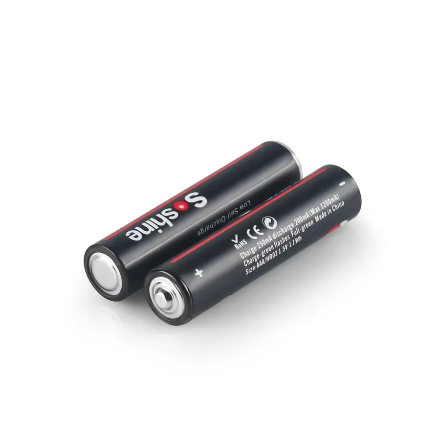 Soshine AAA Lithium-Akku Set mit 4-in-1 USB-Ladekabel, 1,5 V, 1100 mWh, Schwarz - Bild 2