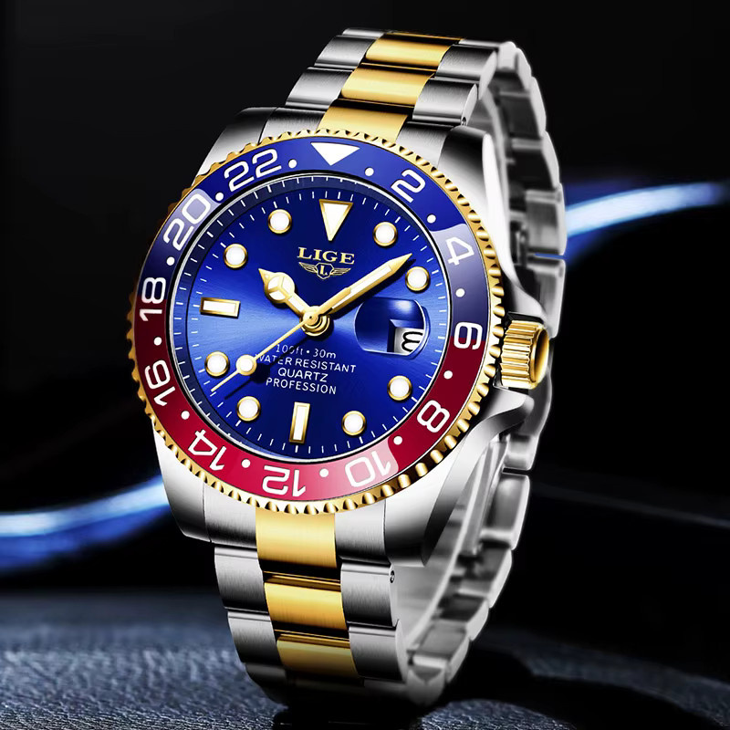 LIGE Armbanduhr Edelstahl, Quarz, Herren, Blau - Bild 6