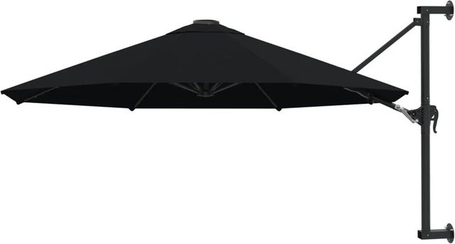 furnicato Sonnenschirm zur Wandmontage mit Metall-Mast in Schwarz, Höhe: 300 cm - Bild 1