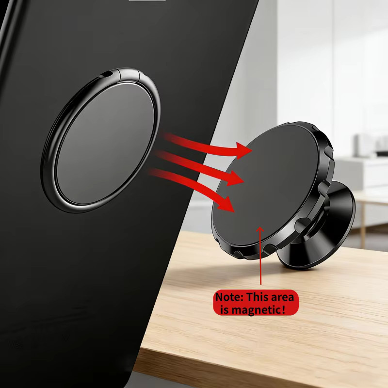 WSSHE 2er Set Magnetischer Handy Ringhalter mit 360 Grad Rotation in Schwarz und Silber - Bild 2