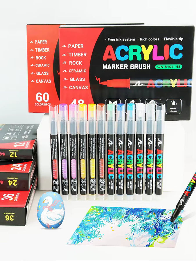 Acrylfarbenstifte-Set mit flexibler Pinselspitze in Multicolour für Felsmalerei, Keramik und Künstlerbedarf - Bild 5
