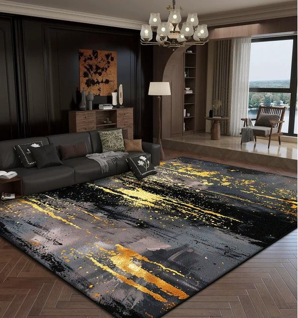 Karpetti Wohnzimmerteppich mit abstraktem Design in Gold, weich und rutschfest, B/T: 120 x 80 cm - Bild 1