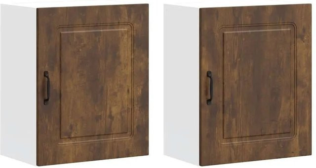 vidaXL Küchen-Hängeschränke Kalmar 2er-Set aus Holzwerkstoff in Räuchereiche, Farbe Braun - Bild 1