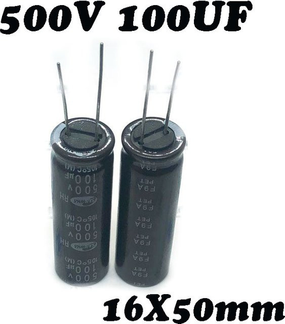 Aluminium-Elektrolytkondensator 100uF 500V Schwarz B: 16 mm, H: 50 mm - Bild 1