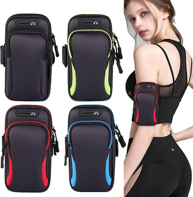 Viesrita Wasserdichte Handy-Armbandtasche für 6,7 Zoll Smartphones mit Kopfhöreranschluss in Schwarz oder Grün - Bild 1